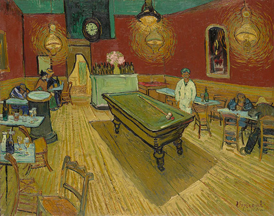 "Le café de nuit (The Night Café)" by Vincent van Gogh. 