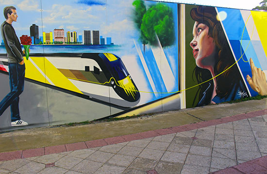 Brightline Train Station Mural by Smog. 
