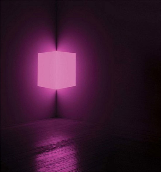 "Afrum, Pale Pink" by James Turell, 1968. Projection, Installation dimensions variable. Photograph by Florian Holzherr © James Turrell, courtesy Pace Gallery.