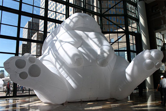 "Intrude" installed at Brookfield Place NY. Posted on Twitter by istillheartnewyork. 