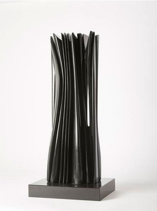 "Untitled" by Pablo Atchugarry, 2016. Black marble, 29 1/8 x 10 1/4 x 6 1/4 inches. Courtesy Hollis Taggart Gallery. 