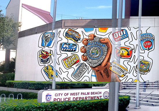 Proposal for new WPB Police Station Mural by Andrew Reid.