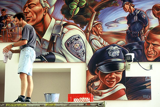 Andrew Reid painting at West Palm Beach Police Station.