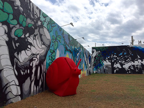 "Big Red Snail" by Cracking Art Group in Clematis Art Lot. 