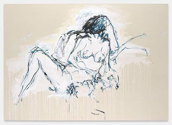 "You were here like the ground underneath my feet" by Tracey Emin, 2016. Acrylic on canvas, 60.24 x 83.86 inches.