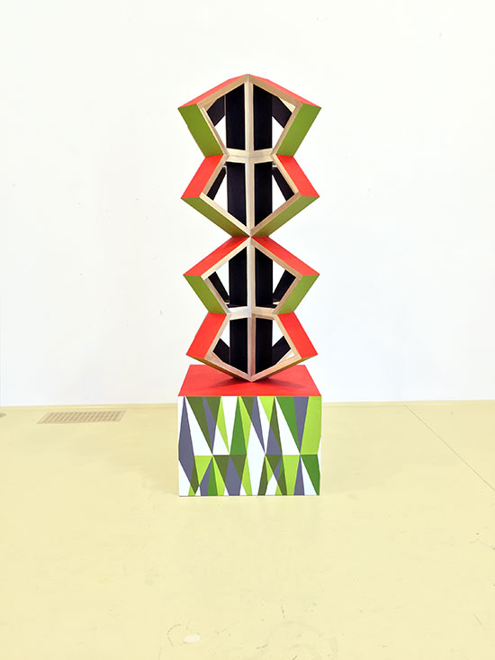 "Block Print" Almond Zigmund, 2014-15. Wood, acrylic, 42.5 x 18 x 18 inches.