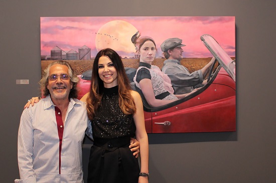 Richard Demato and Artist Andrea Kowch with her painting "Chasing the Moon." Photo by Tom Kochie.