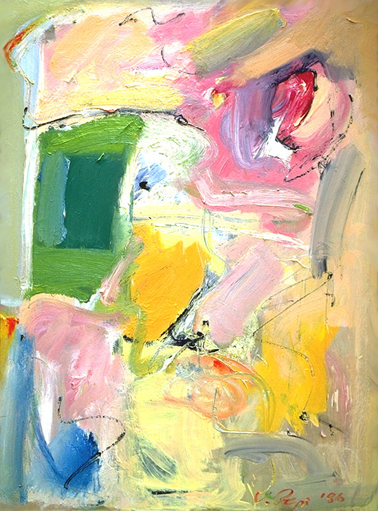 "705" by Vincent Pepi, 1986. Oil on board, 48 x 36 inches. 
