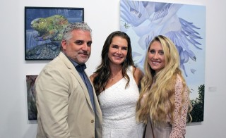 Nick Korniloff, Brooke Shields and MIranda Korniloff at the NY Academy of Art booth during the VIP First View reception. Photo by Tom Kochie.