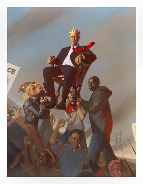 "Oligarchy" by Bo Bartlett, 2015-2016. Oil on linen, 120 x 88 inches. Courtesy Ameringer McEnery Yohe gallery.