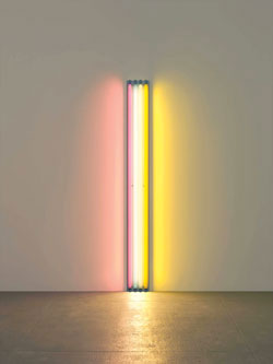 "Untitled (to M&M Thomas Inch)" by Dan Flavin, 1964. Fluorescent lights, 96 inches. Courtesy of Guild Hall.
