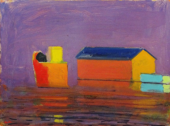 "Provincetown Pier, Lavender Day," by Paul Resika, 1998. Oil on canvas, 30 x 40 inches.