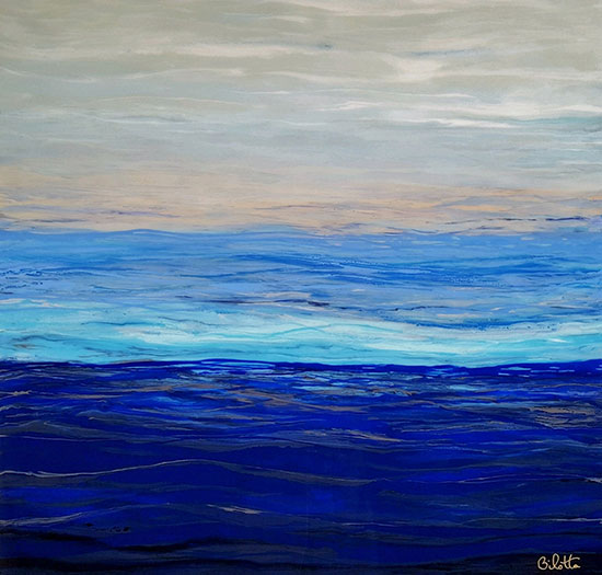 "Sea of Tranquility" by Barbara Bilotta. Acrylic and resin on canvas 38 x 40 inches. Photo: Frank Bilotta.