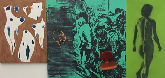 "Poverty is No Disgrace" by David Salle, 1982. Oil, acrylic, charcoal and chair on canvas.
