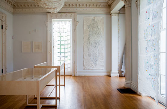 Installation view of the Parrish Road Show exhibition, “Bastienne Schmidt: Archeology of Time” at the Sag Harbor Whaling Museum. Courtesy of the artist.