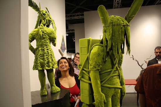 Kim Simonsson ceramic Moss People sculptures exhibited with Jason Jacques Gallery of New York at Seattle Art Fair. Photo by Amber Cortes.