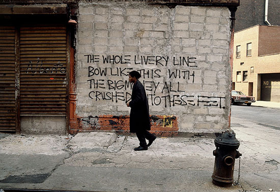 Basquiat on the set of "Downtown 81." 