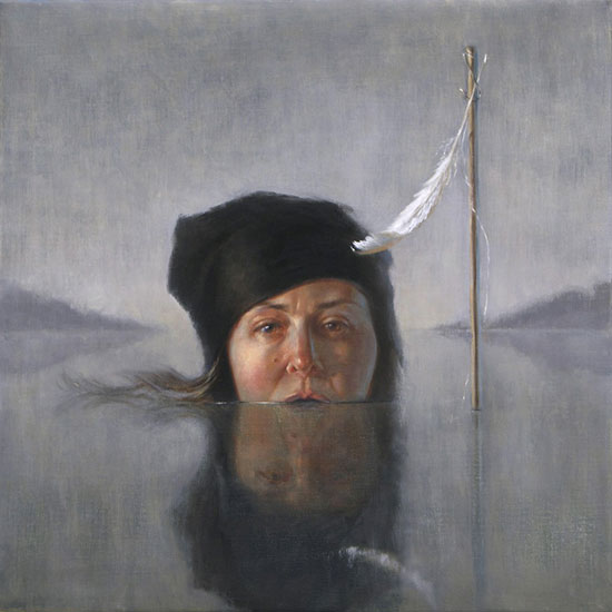 "Fisherwoman" by Melinda Borysevicz. Oil on linen, 24 x 24 inches.