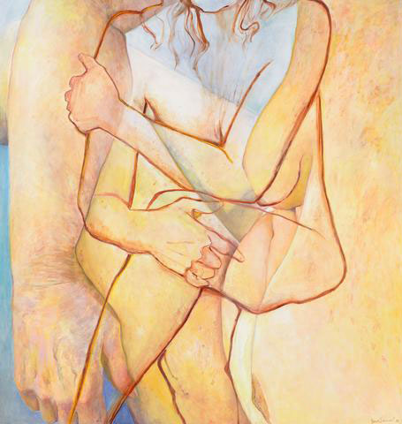 "Double Embrace" by Joan Semmel, 2016. Oil on canvas, 72 x 68 inches. Courtesy of Alexander Gray Associates.