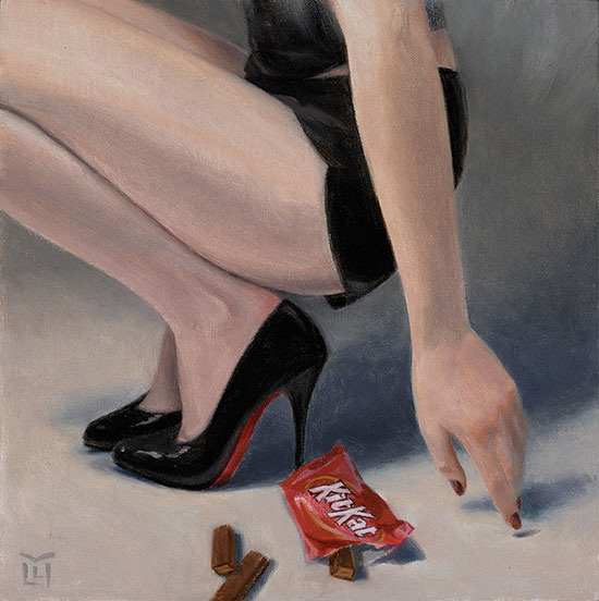 "A Degree of Balance" by Lawrence McAdams. Oil on canvas, 12 x 12 inches.