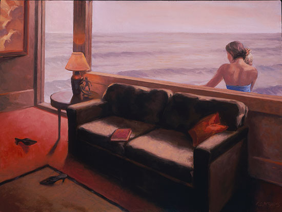 "In Search of Mr. Hopper" by Lawrence McAdams. Oil on canvas, 20 x 16 inches.