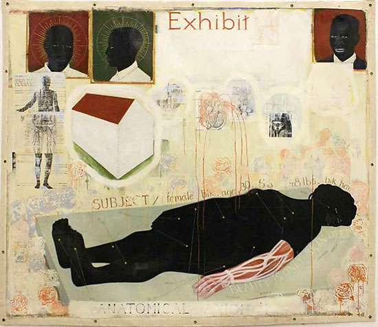 "Beauty Examined" by Kerry James Marshall, 1993. Acrylic and collage on canvas, 84 x 98 inches. Collection of Charles Sims and Nancy Adams-Sims. Courtesy of the Met Breuer.