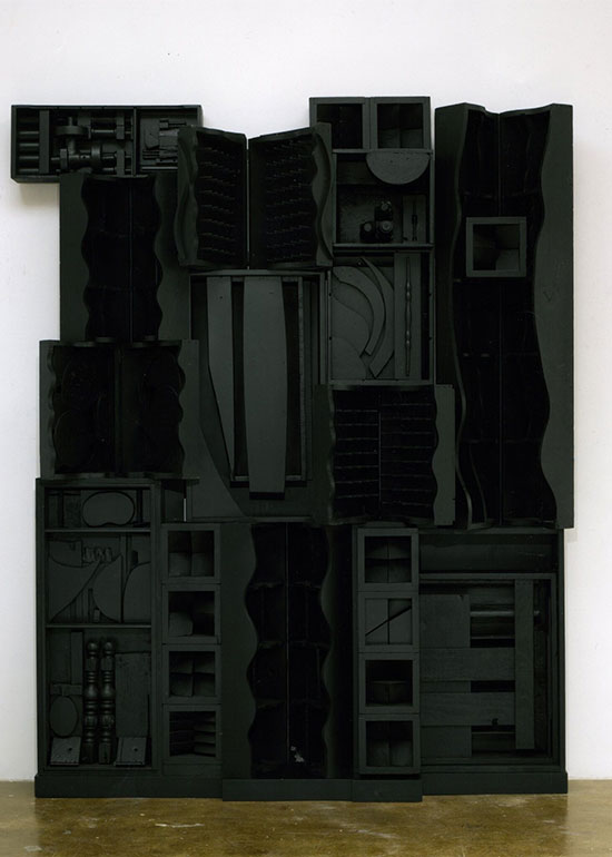 "Untitled" by Louise Nevelson, late 1970's. Painted wood, 100 x 72 x 15 inches. Parrish Art Museum, Water Mill, New York, Gift of Arne and Milly Glimche. Courtesy of The Parrish Art Museum.