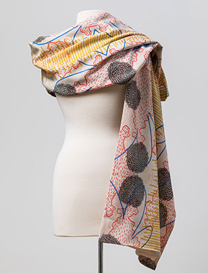 Handmade silk and linen scarves and wraps by Sue Heatley at the Holiday Trunk Show in East Hampton.