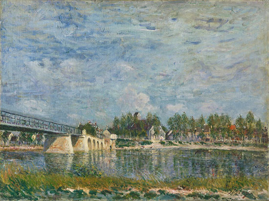 "The Bridge at Saint-Mammès" by Alfred Sisley, 1881. Oil on canvas, 54.6 x 73.2 cm. Philadelphia Museum of Art, John G. Johnson Collection, 1917 (Cat. 1082). Image courtesy of the Philadelphia Museum of Art.