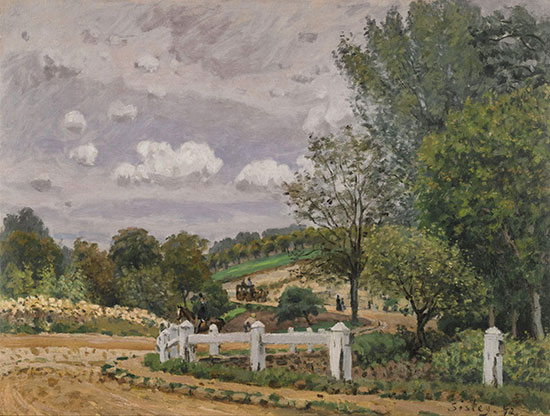 "The Route to Verriéres" by Alfred Sisley, 1872. Oil on canvas, 47.5 x 63 cm. Private Collection, Thomas Gibson, England.