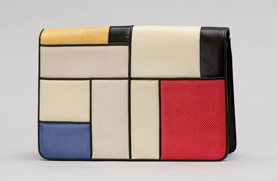 Multicolored Karung Envelope Inspired by Piet Mondrian Painting by Judith Leiber. Courtesy of The Long Island Museum.