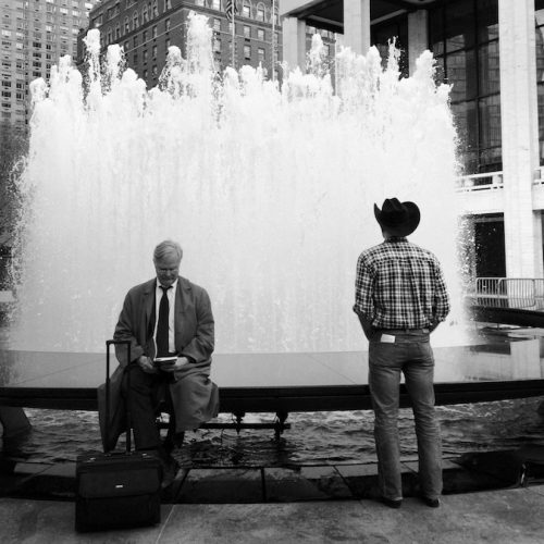 "Lincoln Center Cowboys" by Michele Dragonetti. Photograph. Courtesy of the artist.