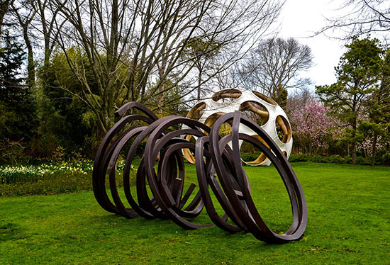 "Three Indeterminate Lines" by Bernar Venet, 2003. Rolled Steel, 103 x 109 x 174 inches. Photo by Dawn Watson.