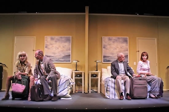 Rosemary Cline, Andrew Botsford, George Loizides and Jane Lowe in a scene from "Doubles." Tom Kochie Photo.