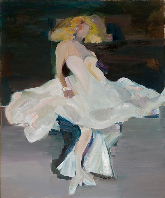 "Model in White Gown" by Gerson Leiber, 1981. Oil on canvas, 60 x 50 inches. The Gerson and Judith Leiber Collection. Courtesy of The Leiber Collection. 