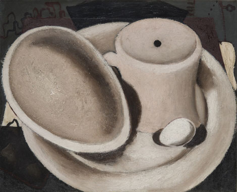 "Coffee Cup (La tasse de café)" by John Graham, 1928. Oil and sand on canvas, 19-5/8 x 25-1/2 inches. Parrish Art Museum, Collection Joseph P. Carroll and Dr. Roberta Carroll, Courtesy of Forum Gallery, New York.
