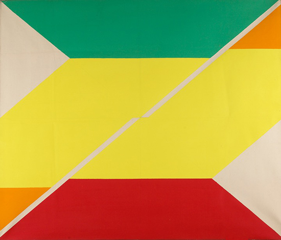 "Diagonal IV" by Larry Zox, 1967-1968. Acrylic on canvas , 84 x 72 inches. Courtesy Berry Campbell Gallery, New York.