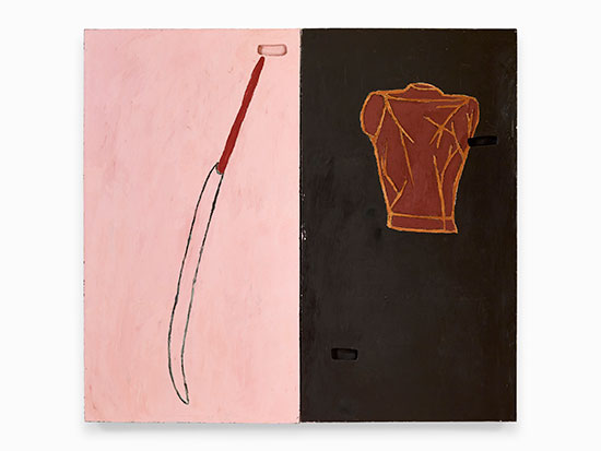 "Vallensasca, Italian Hero" by Julian Schnabel, 1979. Oil, wax, modeling paste on canvas, 96 x 105.5 inches. Hall Collection. Photo: Andy Romer. Courtesy Glass House.