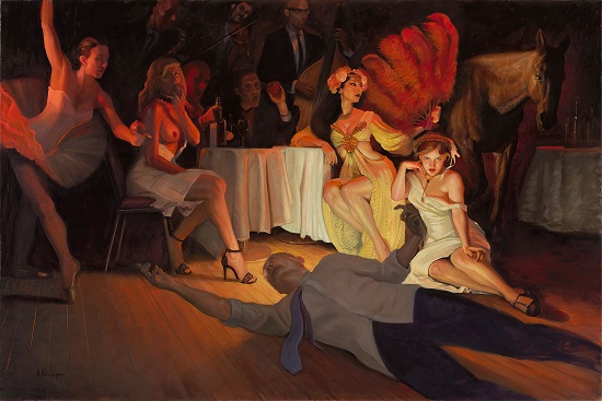 "Dance Of The Deadly Nightshade" by Alexander Klingspor. Oil on linen, 47.50 x 70.50 inches. Courtesy RJD Gallery.