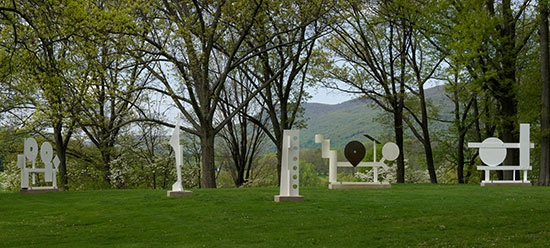 Sculptures by David Smith in “David Smith: The White Sculptures" at Storm King. All works courtesy The Estate of David Smith, New York; courtesy Hauser & Wirth. Art © The Estate of David Smith/Licensed by VAGA, New York, NY. Photo: Jerry l. Thompson.