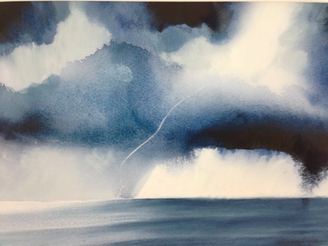 "Storm Series IV" by Janet Jennings, 2016. Watercolor on paper. Photo by Gary Mamay. Courtesy of Janet Jennings.