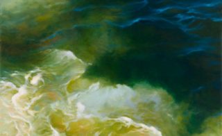 "Ocean Composition #6 (Transience)" by Livia Mosanu, 2016. Oil on linen, 63 x 45 x 1.5 inches. Courtesy of the artist.