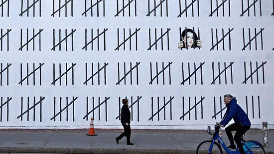 Banksy's mural "Free Zehra Dogan," 2018, in NYC. Courtesy Goldman Properties and Zach Hyman. 