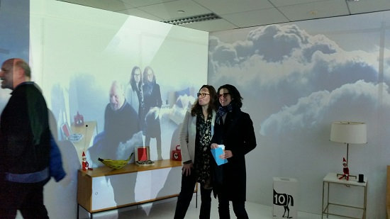 Visitors explore the interactive immersive video installation "Self on The Shelf" by Laia Cabrera and Isabelle Duverger with interactivity by Nicole Carpeggiani at Spring/Break Art Show 2018. Photo by Pat Rogers.