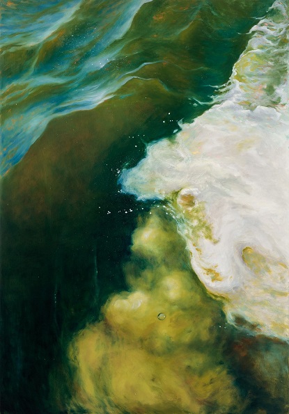 "Ocean Composition #12" by Livia Mosanu, 2018. Oil on linen, 40 x 29 inches. Courtesy of the artist.