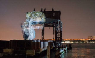 Tony Oursler, Tear of the Cloud (in-process projection of Pearl White), 2018. Multi-channel installation, courtesy of the artist, Photo by Tony Oursler Studio. Courtesy Public Art Fund.