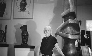Sculptor Strong-Cuevas in her studio. Courtesy Amagansett Library.