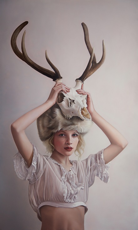 "The White Hart" by Mary Jane Ansell. Oil on aluminum. Courtesy the artist and RJD Gallery.