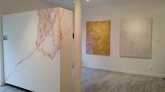 Installation featuring Tanya Minhas art at The White Room Gallery. Photo by Pat Rogers.