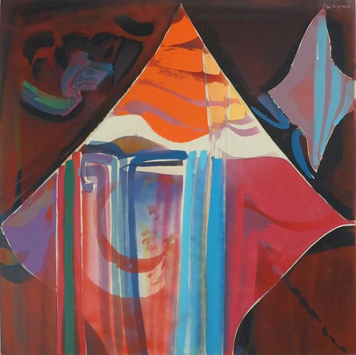 "Kite" by Syd Solomon, 1975. Acrylic and aerosol enamel on canvas, 60 x 60 inches. Courtesy Berry Campbell.